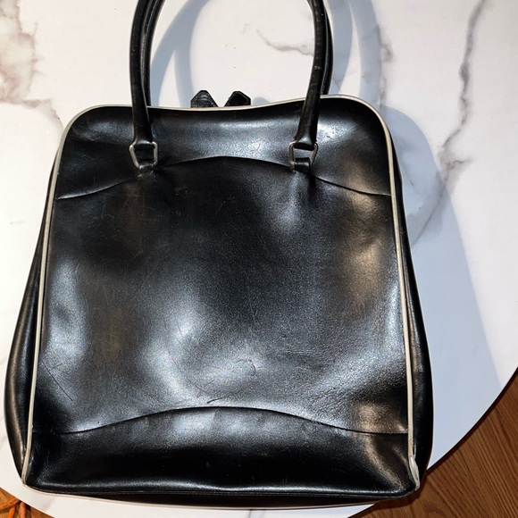 Prada Black Tote Bag with white trim - Picture 4 of 5